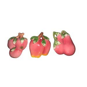 Set Of 3 Vintage Ceramic Fruit & Vegetable Wall Hanging Decorative Plaques